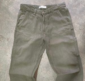Vintage ZARA 1975 Green Denim Carpenter Pant