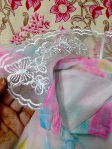 Tie-dye Lace Collar Top