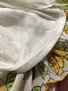 Pleated Floral Mid Length Skirt