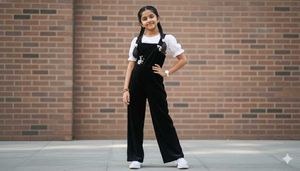 Cute Girls' Black Jumpsuit
