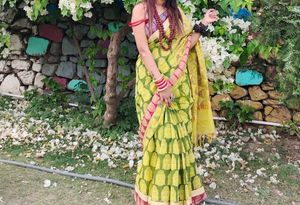 Buddha Print Cotton Saree