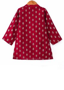 Kids Red &amp; Gold Kurta Dhoti Set