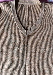 Brown V-Neck Long Pull Over