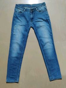 Blue Ripped Rugged Denim Jeans