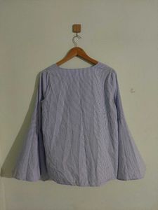 Sky Blue Striped Bell Sleeve shirt