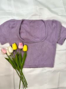 Purple Fuzzy Crop Top