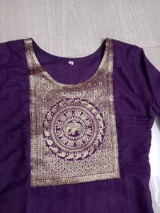 Purple Embroidered Kurta Set