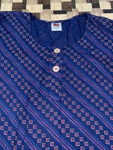 Blue Patterned Button-Down Top