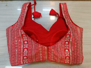 Red &amp; gold Sequins Blouse