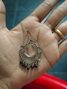 Black Beads Hooked Earrings