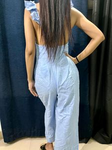 Zara Linen Blue Jumpsuit XS