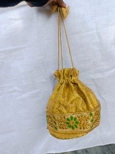 Golden Colour Potli Bags For Indian Traditional