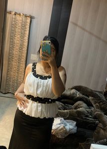 Elegant Black &amp; White Dress🖤🌻💕