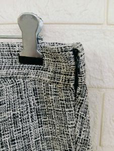 Gray Textured A-Line Skirt