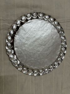 Decorative Round Silver Platted Finished Tray