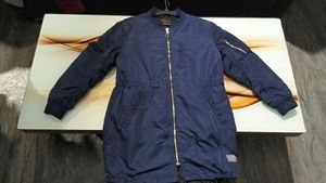 Navy Blue Longline Bomber Jacket