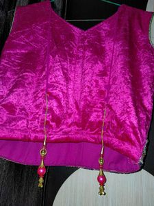 Velvet Blouse With Lehnga