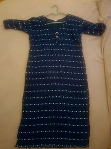 Navy Patterned Midi Dress