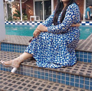 Blue  Both Side  Cut Maxi 👗 Dress