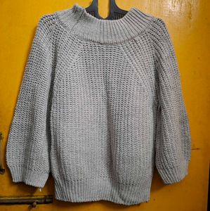 Cozy Grey Knit Pullover Sweater