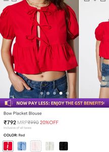 Cute Red Tie-Front Top