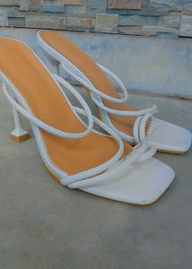 White Braided Heels