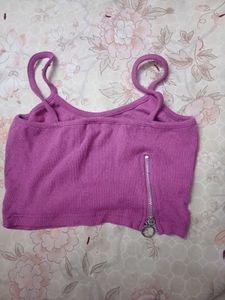 Purple Ribbed Crop Top