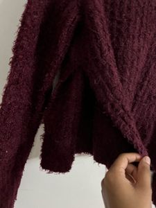 wine colored Fuzzy Knit Sweater