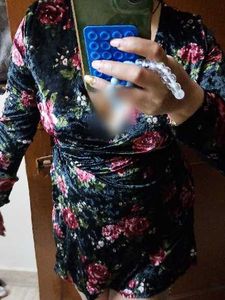 Floral Velvet Mini Dress