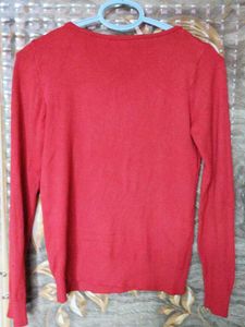 Red V-Neck Tunic Top