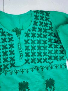 Green Embroidered Kurti
