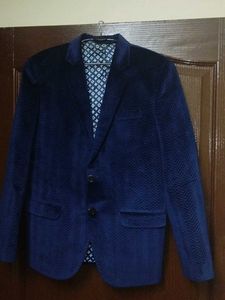 Elegant Blue Velvet Coat