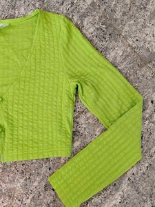 H&amp;M Lime Green Cardigan Crop Top