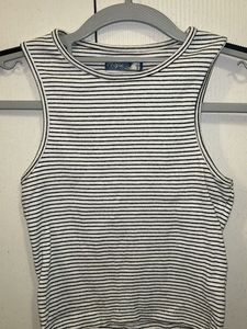 White &amp; Black Striped Tank Top