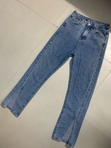 Slit Hem High Waisted Jeans