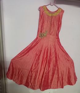 Peach Pink Umbrella Silk Gown