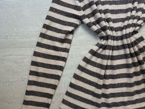 Shimmer Striped Off shoulder sweater