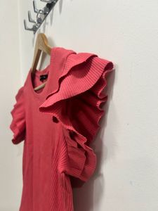 Coral Ruffle Sleeve Top