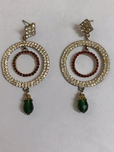 Red,green&amp;silver Color Earrings