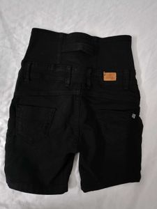High Waist Black Denim Shorts