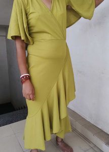 Olive Green Ruffle Dress