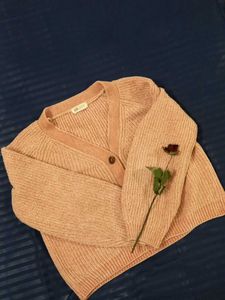 H&M Warm Peach Button-Down Cardigan