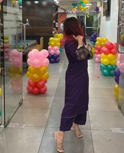 purple embroidered kurta with trousers💜💜