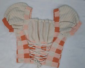 Peach, Tangerine, White Crochet Top