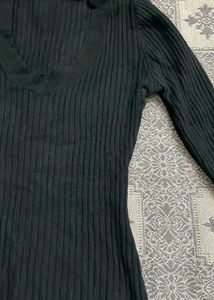 Black Ribbed Knit Top