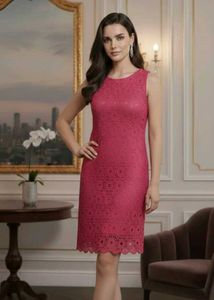 Elegant Pink Lace Sleeveless Dress