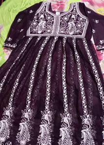 Party Wear Chikankari Embroidery Work Frock