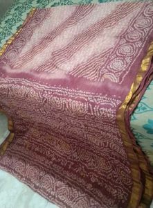 6Brand new Bandhani cotton silk golden border sare
