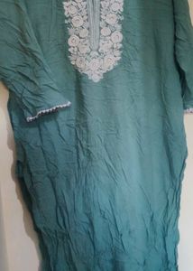 Embroidered Teal Tunic Top