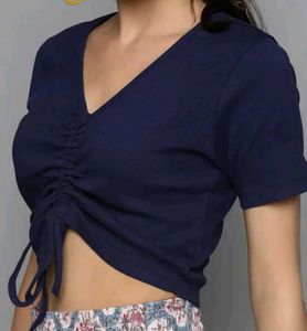 Stylish Navy Blue Crop Top